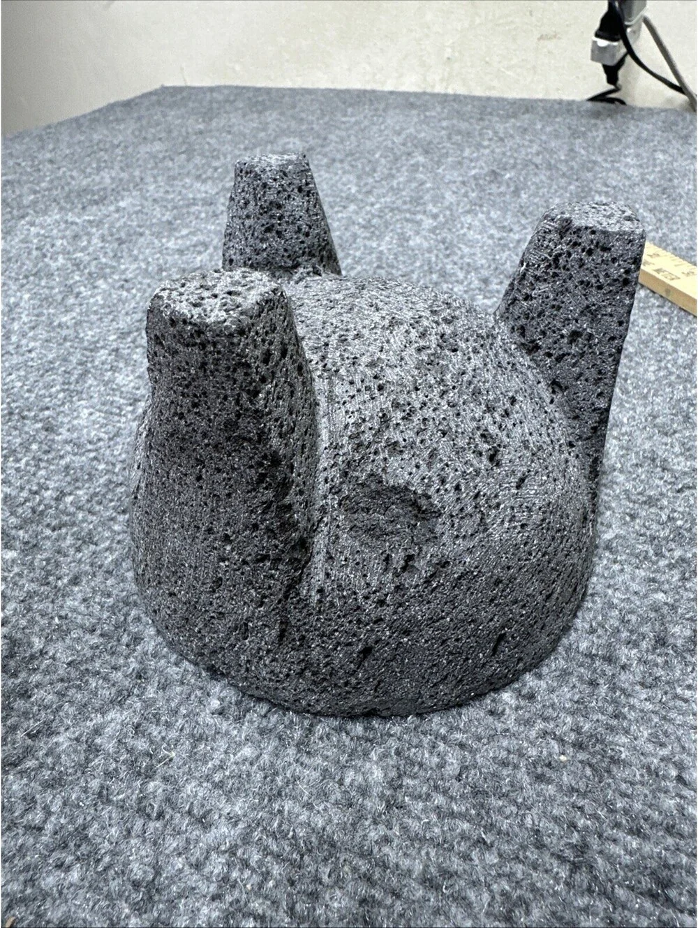 Traditional Gray Three Legged Lava Stone Rock Molcajete Mortar And Pestle Set